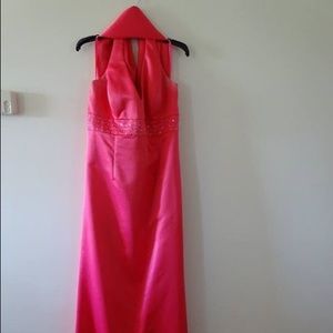 Pink halter prom dress